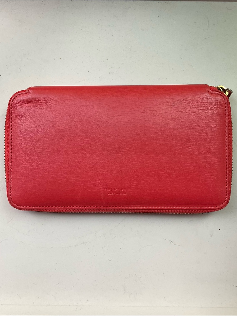 Everlane Red/Orange Leather Zip Wallet